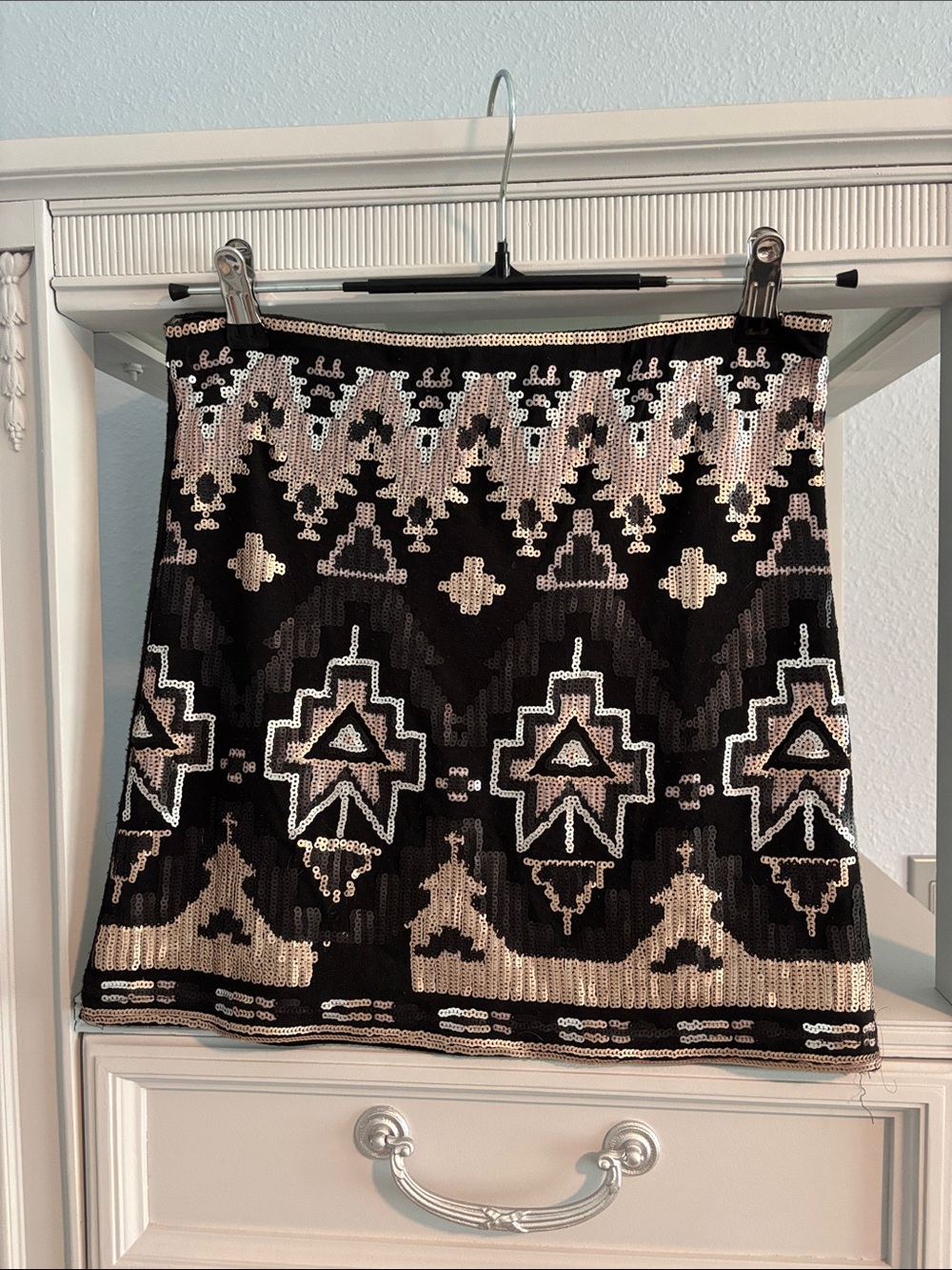 living doll Black and Beige Sequin Mini Skirt